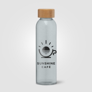Alpine - 500 ml Bouteille en verre avec couvercle en bambou (+Sérigraphie) 3