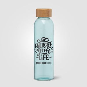 Alpine - 500 ml Bouteille en verre avec couvercle en bambou (+Sérigraphie) 4