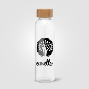 Alpine - 500 ml Bouteille en verre avec couvercle en bambou (+Sérigraphie)
