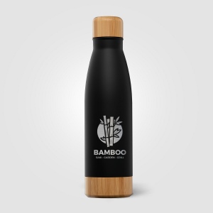 Ibiza Bamboo - 650 ml Bouteille en acier inoxydable à double paroi (+Sérigraphie) 19