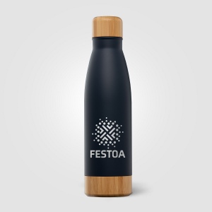 Ibiza Bamboo - 650 ml Bouteille en acier inoxydable à double paroi (+Sérigraphie) 20