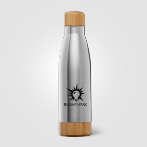 Ibiza Bamboo - 650 ml Bouteille en acier inoxydable à double paroi (+Sérigraphie) 12