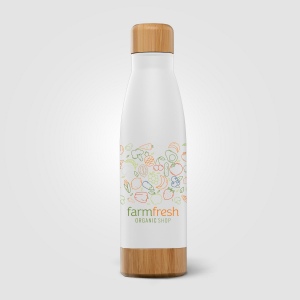 Ibiza Bamboo - 650 ml Bouteille en acier inoxydable à double paroi (+Sérigraphie) 5