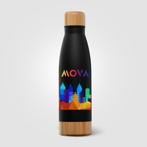Ibiza Bamboo - 650 ml Bouteille en acier inoxydable à double paroi (+Sérigraphie) 2