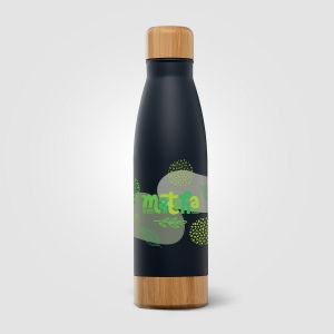 Ibiza Bamboo - 650 ml Bouteille en acier inoxydable à double paroi (+Sérigraphie) 4
