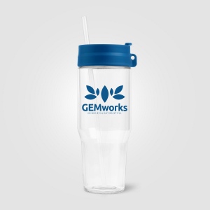 Gobelet Polar en verre recyclé à deux tons avec paille - 1 L (+Sérigraphie) 5