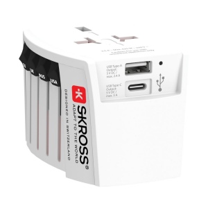 SKROSS Adaptateur de voyage universel MUV 2-Pôles avec USB 3