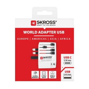 SKROSS Adaptateur de voyage universel MUV 2-Pôles avec USB 11