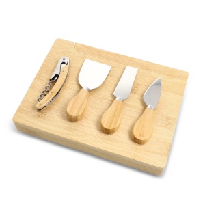 Service à fromage et à vin en bambou (4 pièces) 4