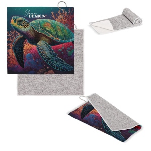 Serviette de golf à séchage rapide avec crochet R-PET 30 x 30 cm sublimation