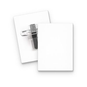 BADGE PLASTIQUE (PS) RECTANGLE 43x58 mm AVEC PINCE EPINGLE 3