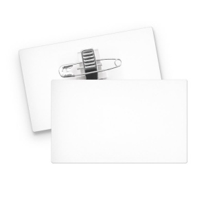 BADGE PLASTIQUE (PS) RECTANGLE 70x43 mm AVEC PINCE EPINGLE 2