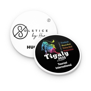 BADGE PLASTIQUE (PS) ROND Ø55 mm AVEC PINCE EPINGLE 5