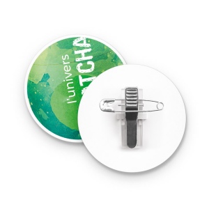 BADGE PLASTIQUE (PS) ROND Ø55 mm AVEC PINCE EPINGLE 6