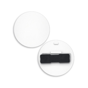 BADGE PLASTIQUE (PS) ROND Ø55 mm AVEC AIMANT 3