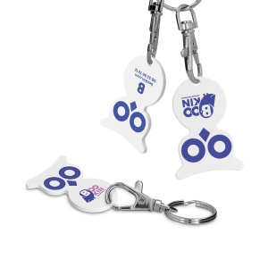 PORTE-CLE MOUSQUETON AVEC JETON FORME HIBOU 4