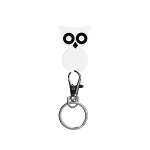 PORTE-CLE MOUSQUETON AVEC JETON FORME HIBOU 2