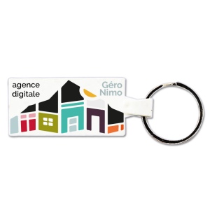 PORTE CLES PLASTIQUE SOUPLE RECTANGLE 55x28 mm (anneau 25 mm)