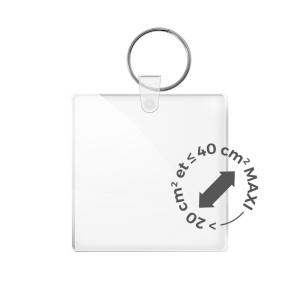 PORTE CLE CREATION PMMA EP 3mm ENTRE 20 cm2 MAXI 40 cm2 3