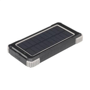 Powerbank solaire robuste pour activités extérieur, d'une capacité de 10 000 mAh, avec un boîtier en ABS recyclé et des bords protecteurs en silicone sur les coins 2
