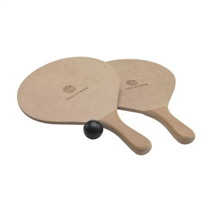 Ensemble de plage sportif : 2 raquettes en MDF brut et balle en caoutchouc 3