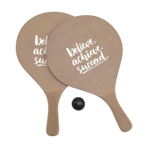 Ensemble de plage sportif : 2 raquettes en MDF brut et balle en caoutchouc 2