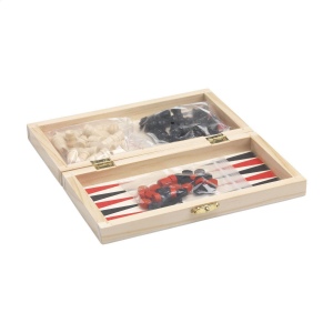 Boîte de jeu avec 3 jeux : jeu de dames, échecs et Backgammon 5