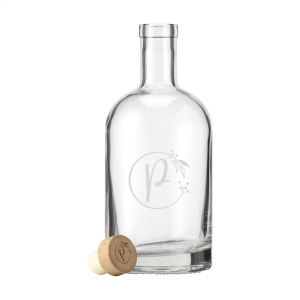 Bouteille d'eau en verre élégante avec bouchon en bois muni d'un bouchon synthétique et une base solide 3
