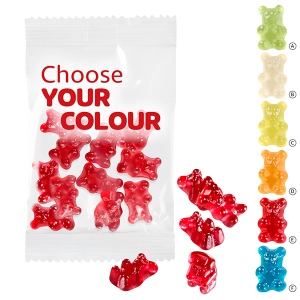 Oursons premium avec 1 seule couleur, 15 g, sachet compostable