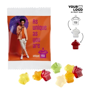 Gommes de fruits PERSONNALISÉES, 10 g, sachet compostable