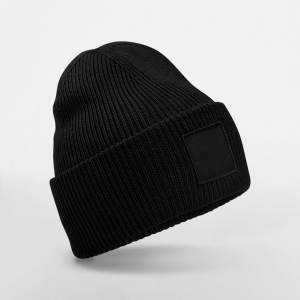 Bonnet à large revers avec patch ton sur ton 2