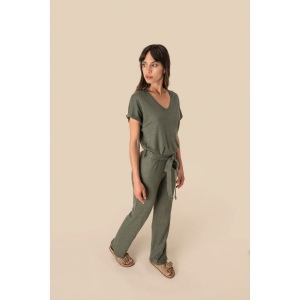 Combinaison en maille manches courtes en lin femme 4