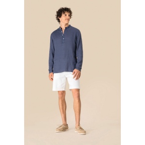 Chemise à col Mao délavée  en lin homme 4