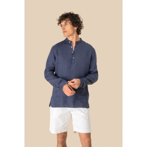 Chemise à col Mao délavée  en lin homme 5