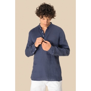 Chemise à col Mao délavée  en lin homme 6