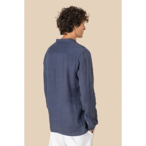Chemise à col Mao délavée  en lin homme 7
