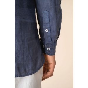 Chemise à col Mao délavée  en lin homme 9