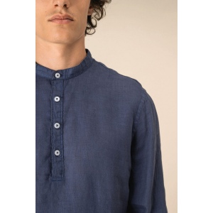 Chemise à col Mao délavée  en lin homme 10