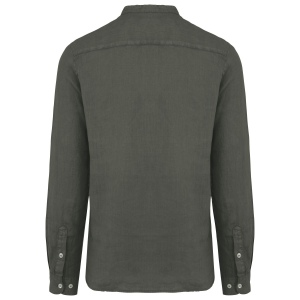 Chemise à col Mao délavée  en lin homme 12