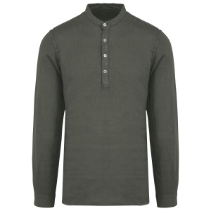 Chemise à col Mao délavée  en lin homme 3