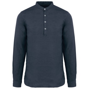 Chemise à col Mao délavée  en lin homme 2