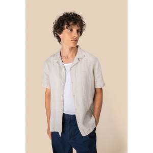 Chemise à col bowling en lin homme 6
