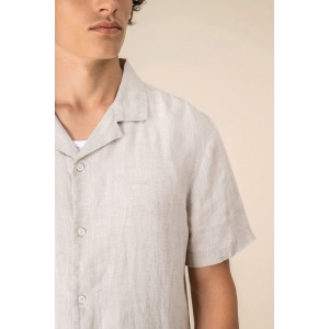 Chemise à col bowling en lin homme 8