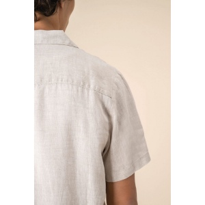Chemise à col bowling en lin homme 9