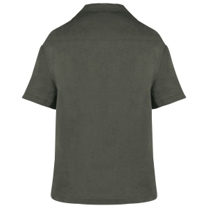 Chemise à col bowling manches courtes en lin femme 12