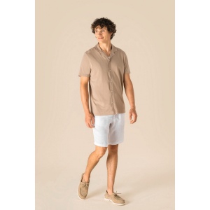 Chemise écoresponsable à col bowling délavée en jersey manches courtes homme 4