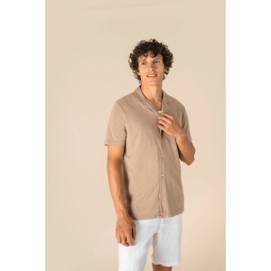 Chemise écoresponsable à col bowling délavée en jersey manches courtes homme 5