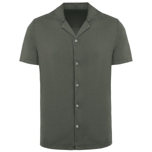 Chemise écoresponsable à col bowling délavée en jersey manches courtes homme 3