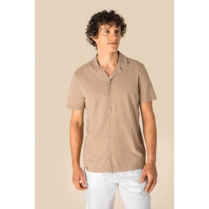 Chemise écoresponsable à col bowling délavée en jersey manches courtes homme