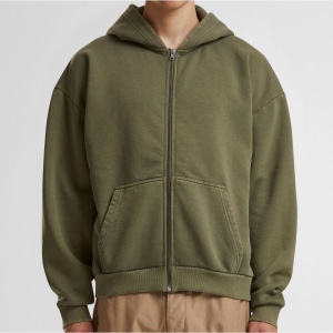 Sweat capuche zippé lourd délavé 4
